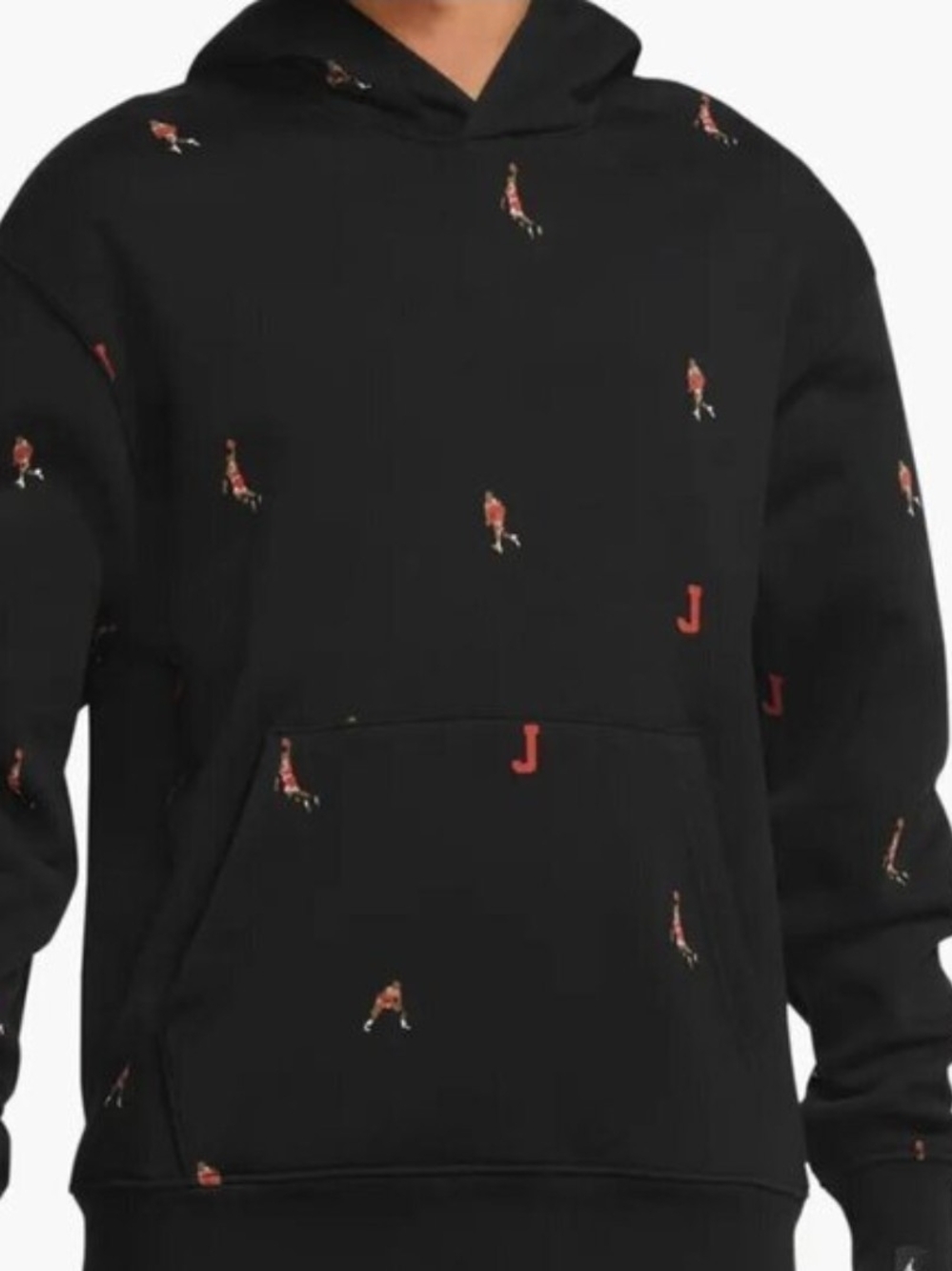 Jordan Black Hoodie with Red  Motifs